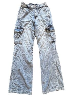 Aeropostale High Rise Wide Leg Cargo Jeans XS Y2K Baggy Skater Grunge